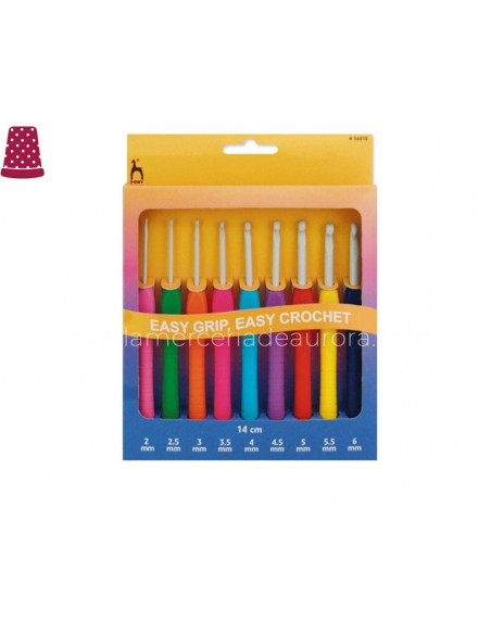 Agujas ganchillo mango ergonónico (9 unidades) 56810 de Pony