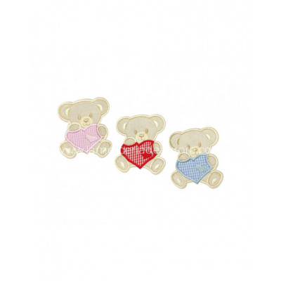 Osito corazón termoadhesivo pequeño - varios colores