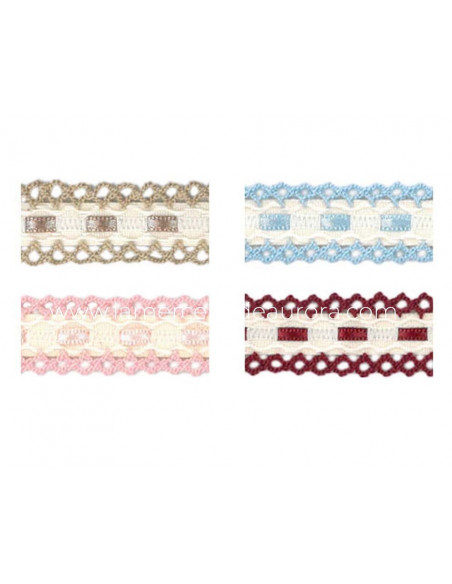 Entredós pasacintas con piquillo (ancho 2,cm) - varios colores