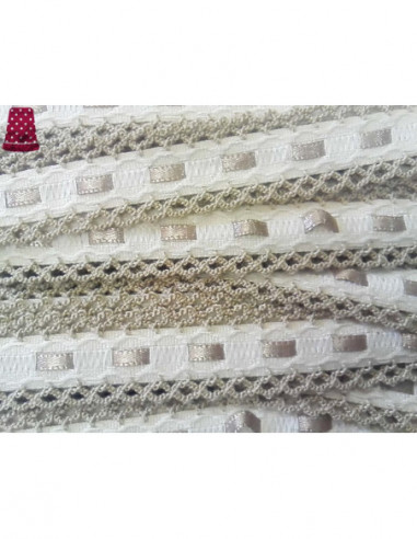 Entredós pasacintas con piquillo (ancho 2,cm) - BEIGE Y CAMEL