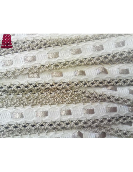 Entredós pasacintas con piquillo (ancho 2,cm) - BEIGE Y CAMEL