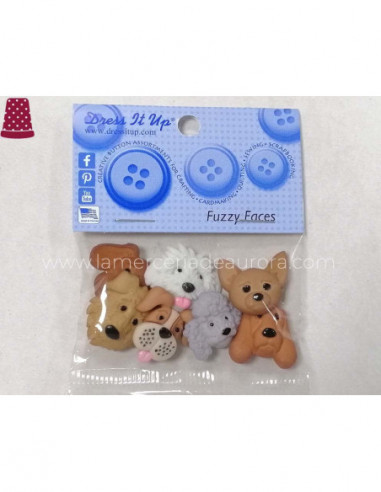 Botones decorativos Fuzzy Faces (7 piezas) de...