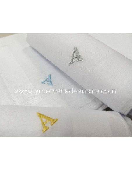 Pañuelos hombre inicial bordada (estuche 3 uds) de Pedret