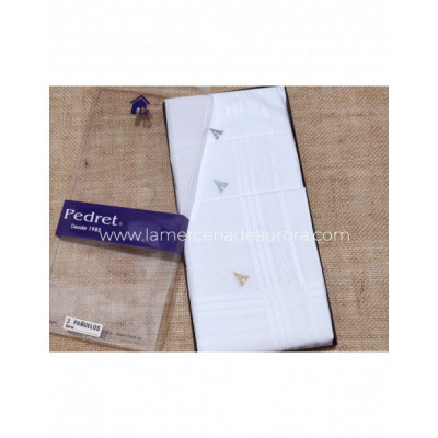 Pañuelos hombre inicial bordada (estuche 3 uds) de Pedret 2