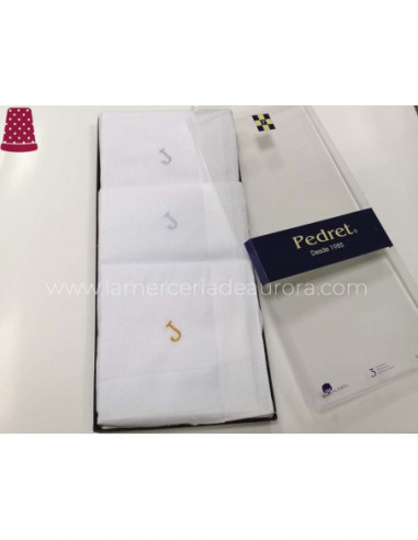 Pañuelos hombre inicial bordada (estuche 3 uds)...