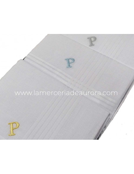 Pañuelos hombre inicial bordada (estuche 3 uds) de Pedret