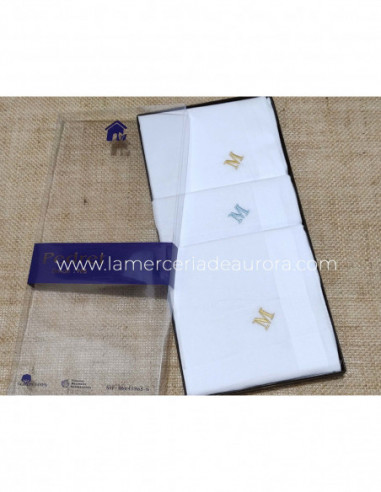 Pañuelos hombre inicial bordada (estuche 3 uds)...