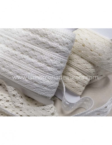 Entredós de encaje perle (ancho 2,2cm) Adhara -...