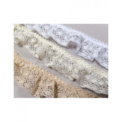 Encaje perle fruncido (ancho 4 cms) Anxo - varios colores