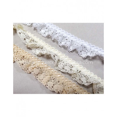 Encaje perle fruncido (ancho 2,5 cms) Anxo - varios colores