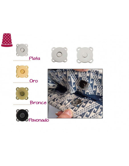 Cierre bolso imán para coser - varios colores