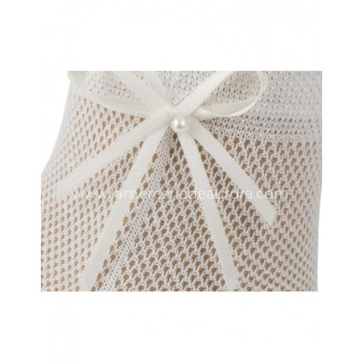 Calcetines ceremonia niña calado red con lacito de Carlomagno 2