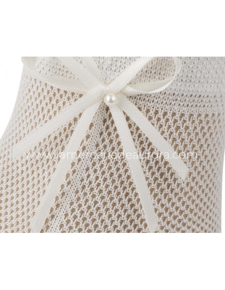 Calcetines ceremonia niña calado red con lacito de Carlomagno - varios colores