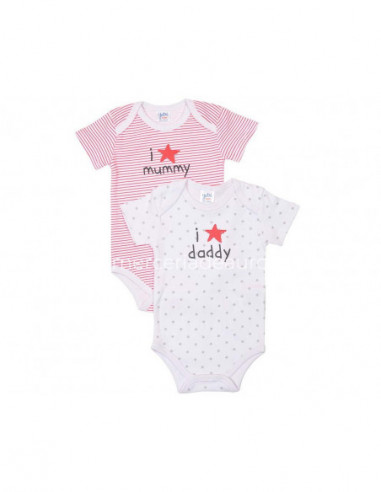 Body bebé m/corta I love mummy/dadddy (2 uds) de Yatsi