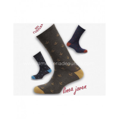 Calcetín caballero algodón sin costuras Anclas de Rodfer... 2