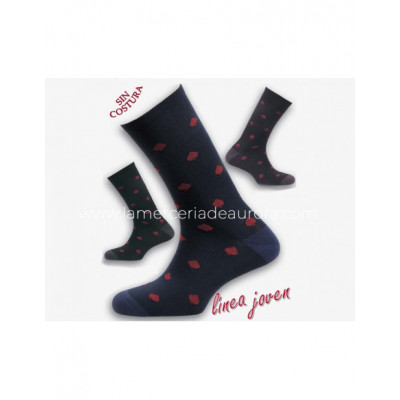 Calcetín caballero algodón sin costuras Picas de Rodfer -...