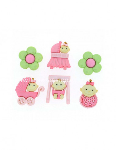 Botones Baby Fun-Girl (6 piezas) de Dress It Up