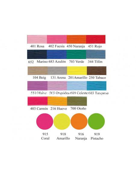 Trenza goma elástica nº 8 (6mm) de Matsa (por metros) - varios colores