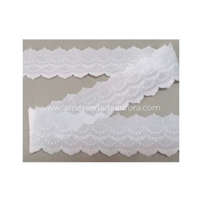 Puntilla de batista bordada (ancho 6,5 cms) Rocío