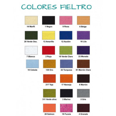 Fieltro en láminas 28x28cm - varios colores 2
