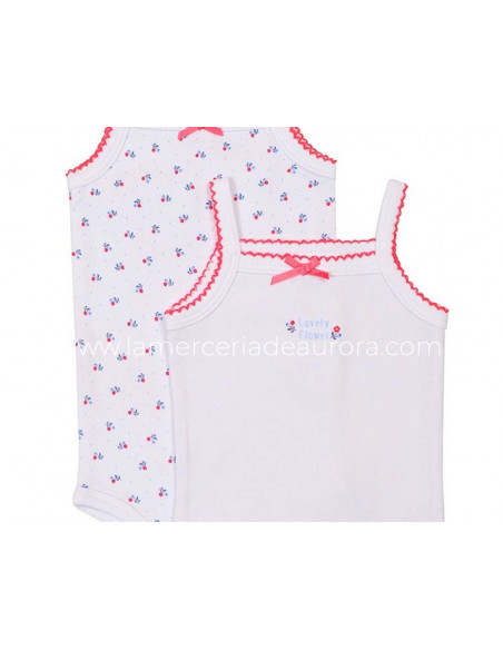 Body bebé tirante fino Lovely flowers (2 uds) de Yatsi