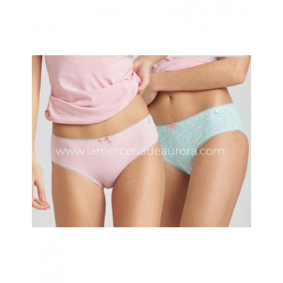 Braga midi algodón Flores y rayas (2 uds) de Kehat