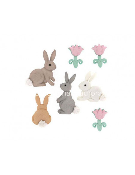 Botones decorativos Cotton Tails (7 piezas) de Dress It Up