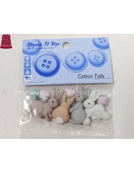 Botones decorativos Cotton Tails (7 piezas) de Dress It Up