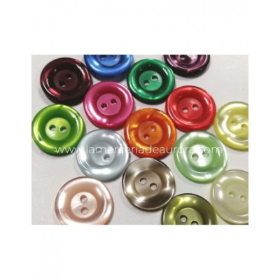Botón nacarina 2 agujeros (14mm) - varios colores