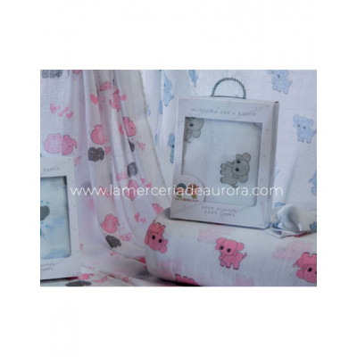 Gasa muselina Elefantes de Gamberritos - varios colores