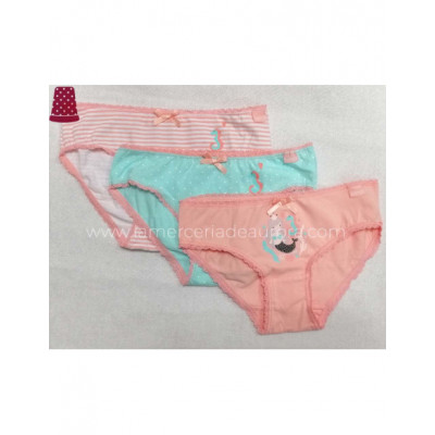 Braguitas algodón niña Amigos del mar (pack 3 uds) de Kehat 2