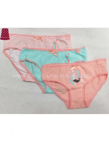 Braguitas algodón niña Amigos del mar (pack 3...