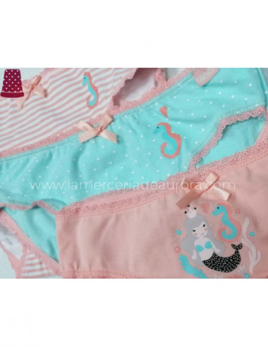Braguitas algodón niña Amigos del mar (pack 3...