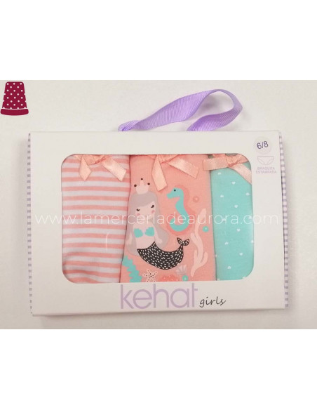 Braguitas algodón niña Amigos del mar (pack 3 uds) de Kehat