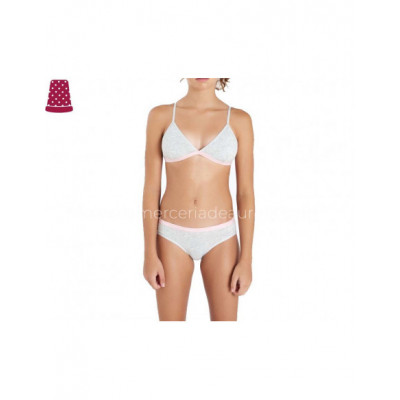 Conjunto juvenil algodón gris y rosa (sujetador sin... 2