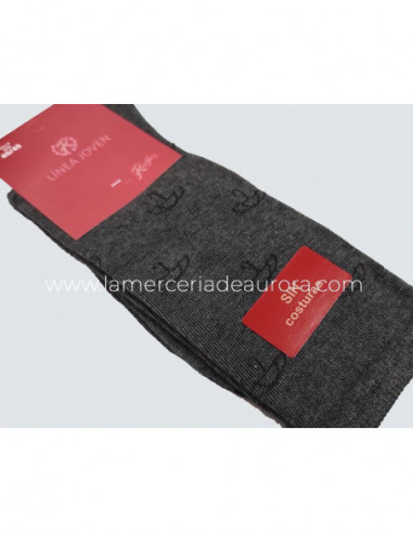 Calcetín caballero algodón sin costuras Paraguas de Rodfer - GRIS MEDIO