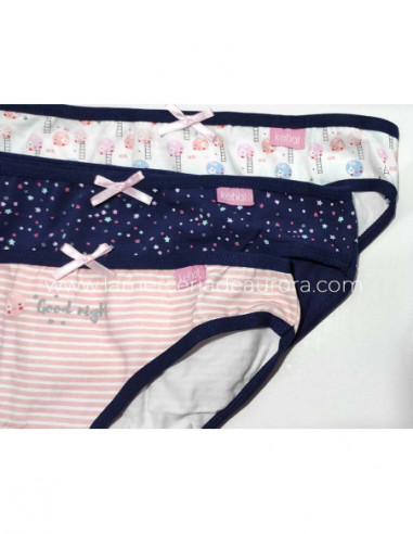 Braguitas algodón niña Good night (3 uds) de Kehat
