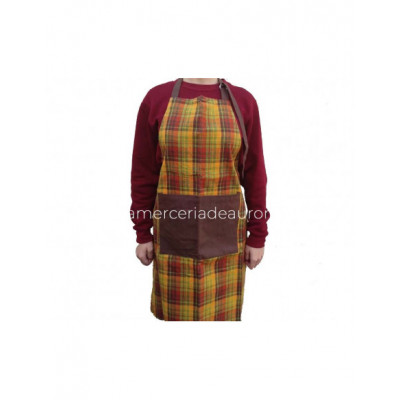 Delantal cuadros naranja, verde y teja de Marín y Carbonell