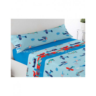Sábanas invierno coralina infantiles Aviones