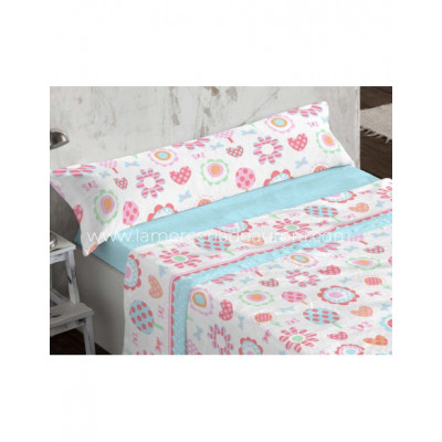 Sábanas invierno coralina infantil Flowers de Burrito Blanco