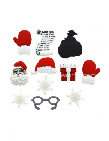 Botones decorativos Waiting for Santa (10 piezas) de Dress it up