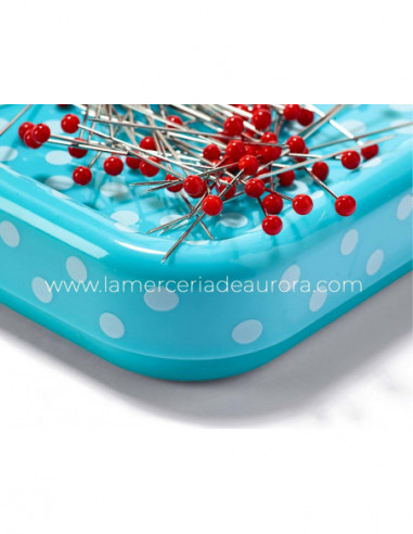 Alfiletero imantado + alfileres cabeza vidrio...