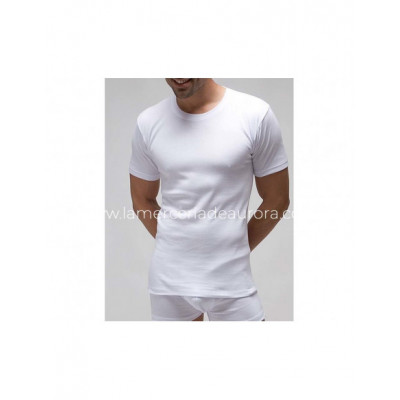 Camiseta interior caballero manga corta cuello redondo...