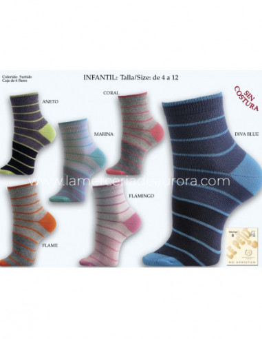 Calcetín algodón fantasía rayas 209 de Le petit - varios colores