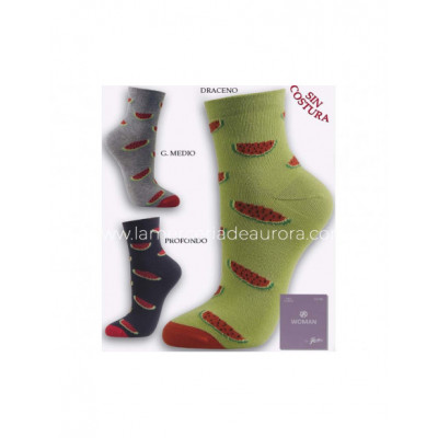 Calcetín mujer tobillero fantasía Sandías de Rodfer -... 2