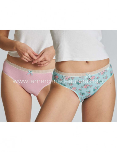 Braga bikini mujer algodón Flores agua-topos (pack 2 uds) de Kehat