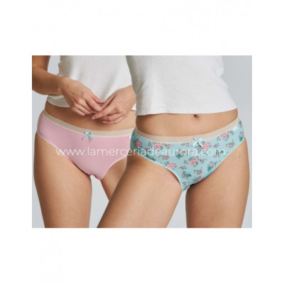 Braga midi mujer algodón Flores agua-topos (pack 2 uds)...