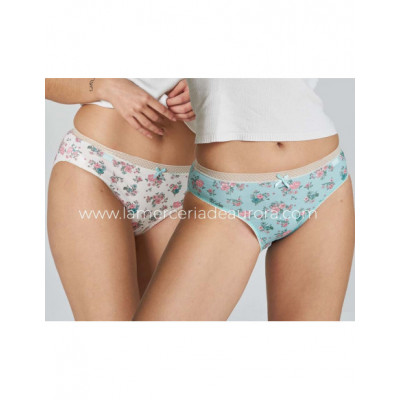 Braga midi mujer algodón Flores (pack 2 uds) de Kehat