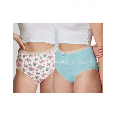 Braga alta mujer algodón Flores marfil-tulipanes (pack 2...