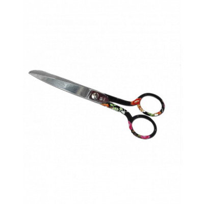 Tijera costura decorada modelo flores fondo negro de Palmera